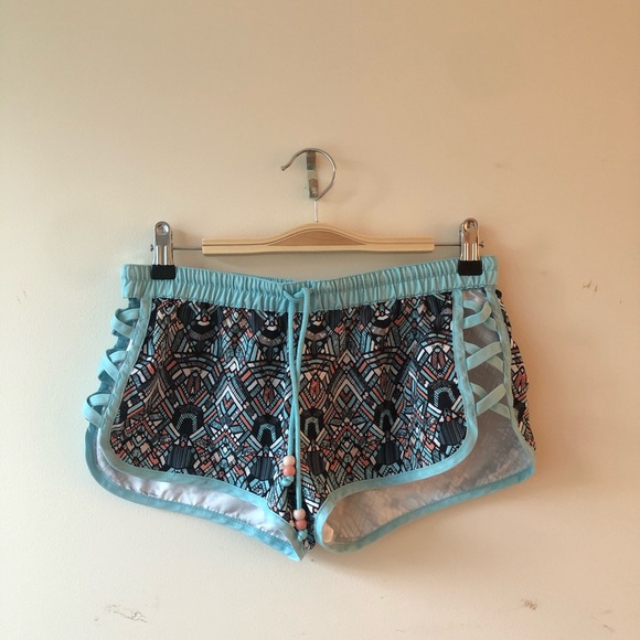 L.A.Hearts Other - L.A. Hearts Board Shorts S geometric teal pattern drawstring beads criss cross